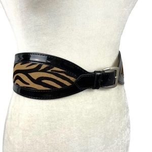 White House Black Market Leather Tiger Print Belt Small